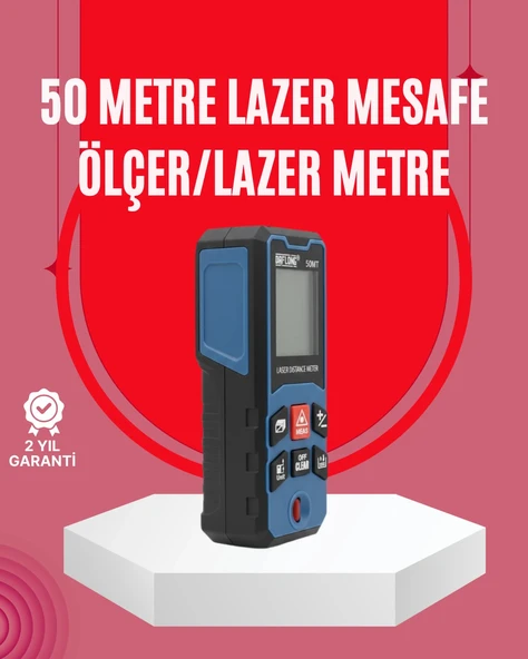 50 Metre Lazer Ölçüm Cihazı Alan Ve Mesafe Hesaplama ürün görseli 1