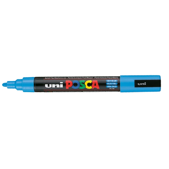 Uni-Ball Markör Boyama Posca Su Bazlı Poster 1.8-2.5 MM Gök Mavi PC-5M ürün görseli 1