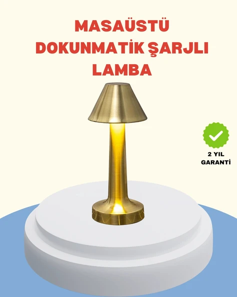 Şarjlı Masa Lambası 3 Işık Modu Kademesiz Karartma Metal Gövde ürün görseli 1