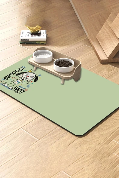 MAtGo Pati Kedi Köpek Beslenme Matı 50x70cm Cool Dog Su Geçirmez Kaymaz Mama Kabı Altlığı Paspas ürün görseli 1