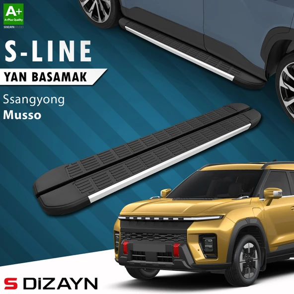S-Dizayn Ssangyong Musso Elektrikli S-Line Aluminyum Yan Basamak 223 Cm 2025 Üzeri A+ Kalite ürün görseli 1