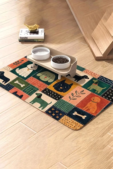 MAtGo Pati Kedi Köpek Beslenme Matı 50x70cm Köpek Kolajı Su Geçirmez Kaymaz Mama Kabı Altlığı Paspas ürün görseli 1