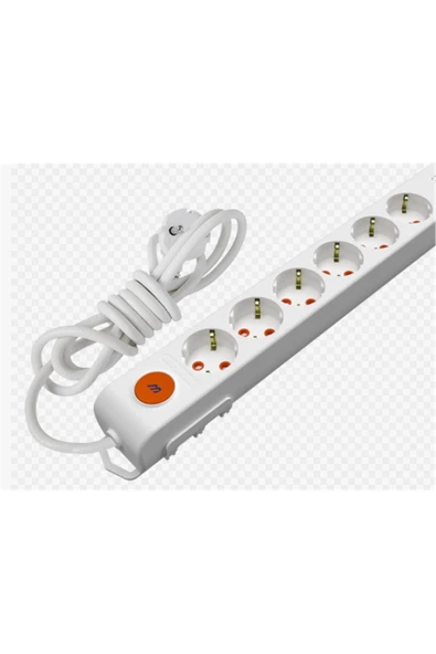 Ri-Tech 6 Lı 2 Metre Anahtarlı Topraklı Grup Priz ürün görseli 1