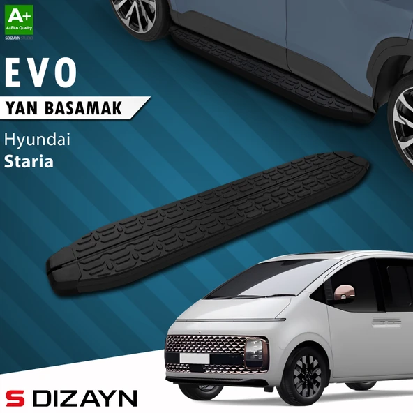 S-Dizayn Hyundai Staria Evo Siyah Yan Basamak 233 Cm 2021 Üzeri A+ Kalite ürün görseli 1