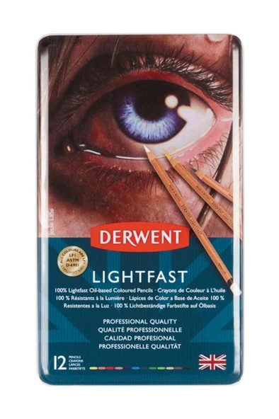 Derwent Lightfast Yağ Bazlı Kuru Boya Seti 12li DW2302719 ürün görseli 1