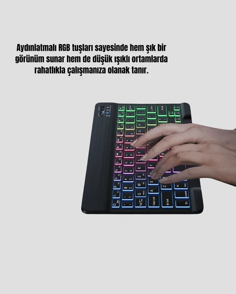 Türkçe Q Klavye Rgb Işıklı Ergonomik Tasarımlı - Resim 3