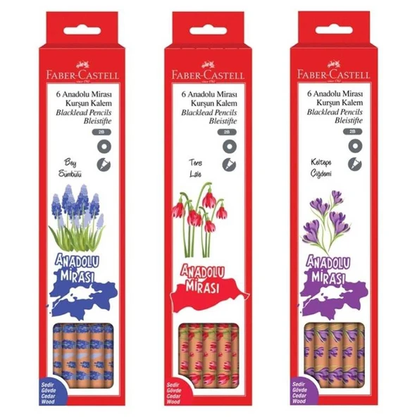Faber-Castell Anadolu Mirası Çiçekler 6lı 2B Kurşun Kalem ürün görseli 1