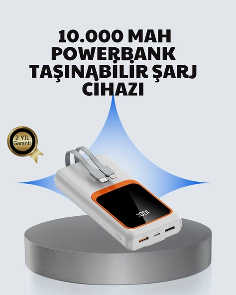 Kompakt 10000 Mah Powerbank – Dijital Göstergeli, Type-c Ve Lightning Uyumlu ürün görseli 1
