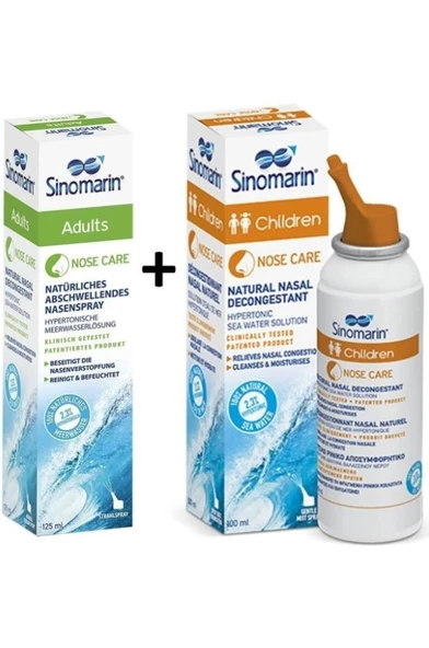 Sinomarin Children 100 Ml + Sinomarin Adults Burun Spreyi 125 Ml (SKT:03/2027) ürün görseli 1