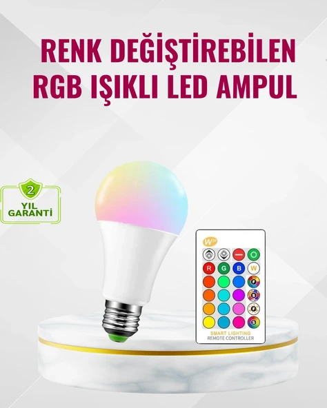 9 Watt Beyaz Işık Ve Renk Ayarlı Akıllı Led Ampul ürün görseli 1