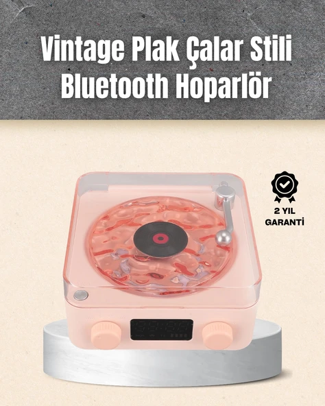 Retro Bluetooth Hoparlör – Yumuşak Gece Lambası Ve Saat Göstergeli ürün görseli 1