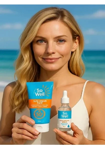 So Well Leke Karşıtı Yüz İçin Güneş Kremi Spf 50+ Plus 75 ml + Hyaluronic Serum Hediyeli 20 ml ürün görseli 1