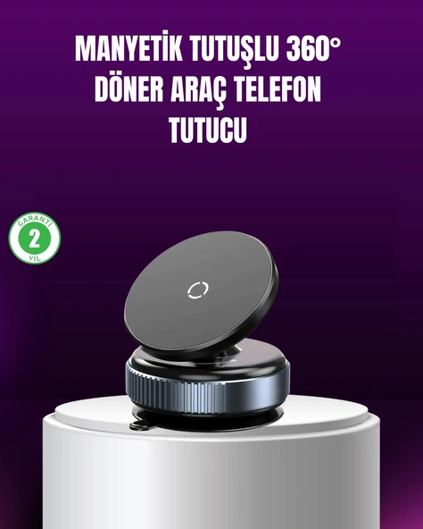 Araç İçi Manyetik Telefon Tutucu 360° Döner Vakumlu Stand ürün görseli 1