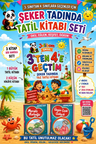 3.Sınıftan 4.Sınıflara Geçenler İçin Şeker Tadında Yaz Tatili Kitabı ( Hikaye Kitabı Hediyeli) ürün görseli 1