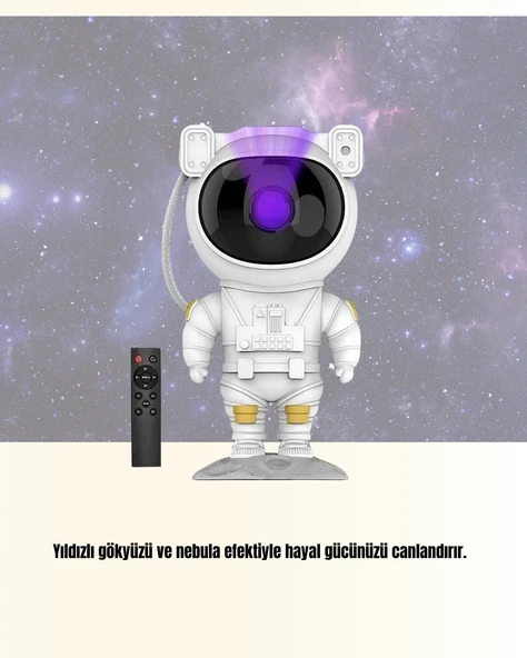Bluetooth Ve Dahili Ses Özellikli Astronot Projeksiyon Lambası - Resim 4