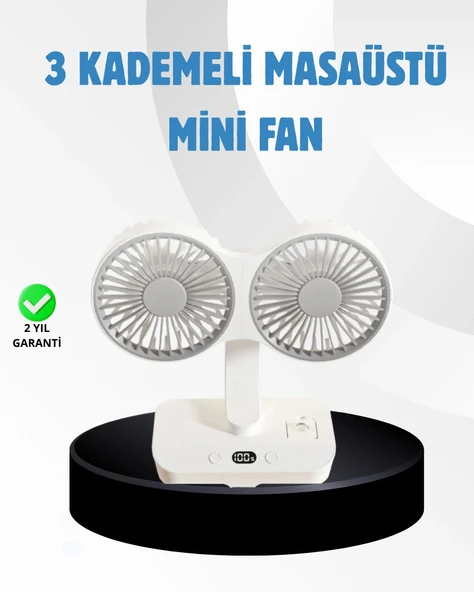 Sessiz Çalışan Usb Şarjlı Çift Kafalı Masaüstü Fan – Ev Ve Ofis İçin ürün görseli 1