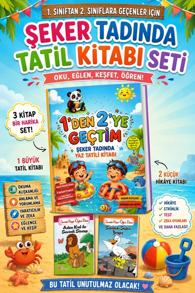 1. Sınıftan 2.Sınıflara Geçenler İçin Şeker Tadında Yaz Tatili Kitabı ( Hikaye Kitabı Hediyeli) ürün görseli 1