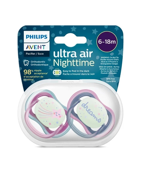 Ultra Air Gece Emziği 6-18 Ay, 2'li Kız, SCF376/14 ürün görseli 1