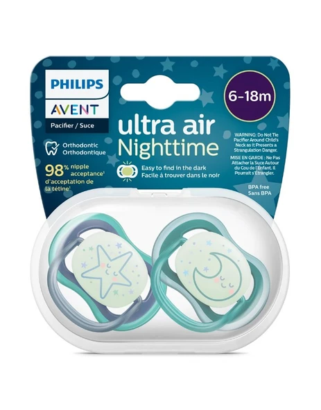 Ultra Air Gece Emziği 6-18 Ay, 2'li Erkek, SCF376/13 ürün görseli 1