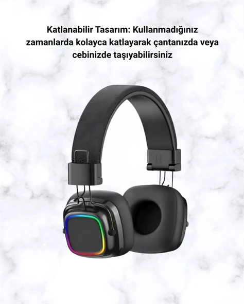Renkli Işık Efektli Bluetooth 5.3 Müzik Kulaklığı ürün görseli 1