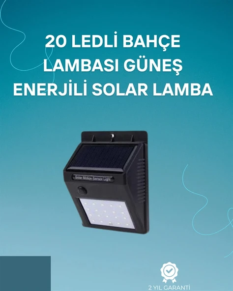 Hareket Sensörlü Solar Lamba | 120° Algılama Açısı, 3-4 Metre Mesafe, Suya Dayanıklı Led ürün görseli 1