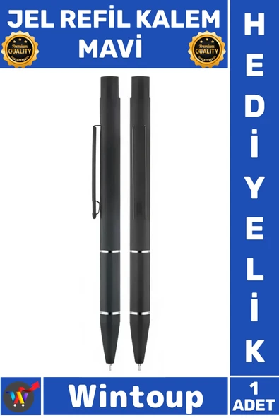 #Kalem Lüks Şık Tasarım Akıcı Yazım Ofis Kırtasiye Malzemesi Metal Süper Jel Refil Kalem Mavi ürün görseli 1