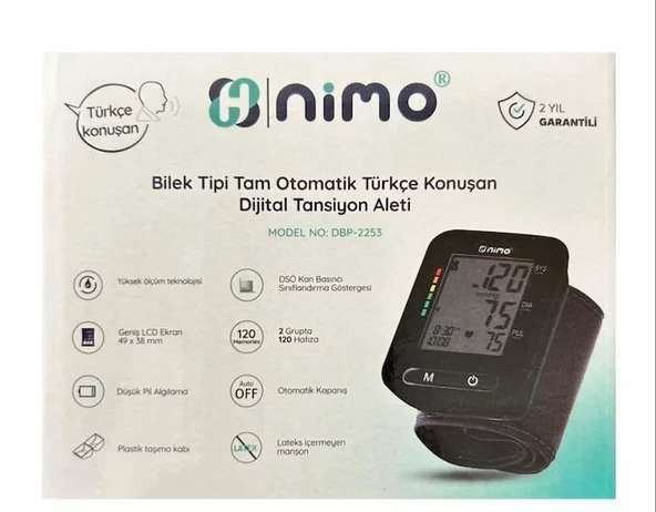 Nimo DBP-2253 Bilek Tipi Tam Otomatik Türkçe Konuşan Tansiyon Aleti ürün görseli 1