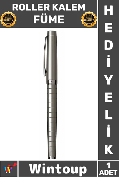 #Kalem Ofis Kırtasiye Lüks Tasarım Metal Gövde Ergonomik Yazım Konforu Şık Kaliteli Roller Kalem Füme ürün görseli 1