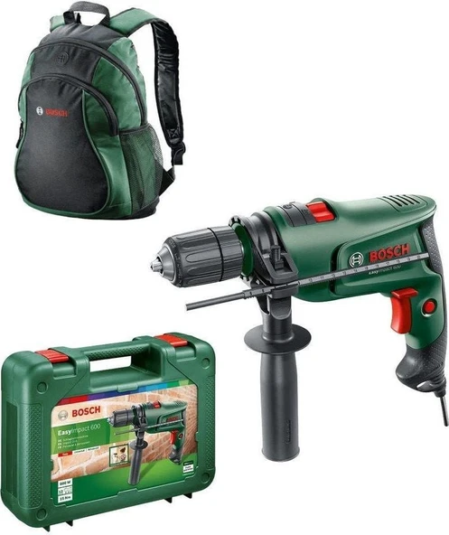 Bosch EasyImpact 600 Darbeli Matkap - 0603133000 + Bosch Yeşil Sırt Çantası ürün görseli 1