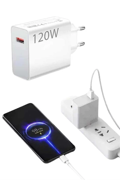 Type C Yüksek Hızlı Şarj Aleti Beyaz 120w Ultra Uzun Ömürlü ürün görseli 1