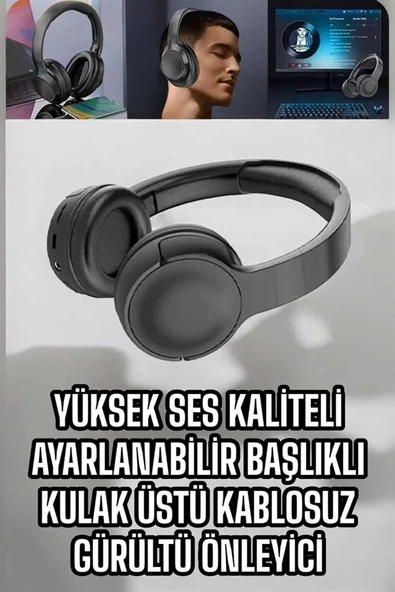Kablosuz Bluetooth Kulaklık Anc/enc Destekli Kulak Üstü Yüksek Ses Kaliteli ürün görseli 1