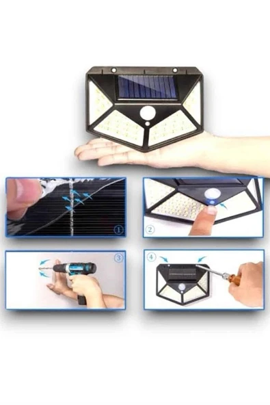 Sensörlü Güneş Enerjili Duvar Lambası - Resim 5