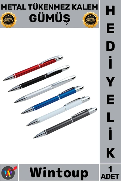 #Kalem Şık Tasarım Dayanıklı Ergonomik Kaliteli Kurumsal Ofis İmzalık Metal Tükenmez Kalem Gümüş ürün görseli 1