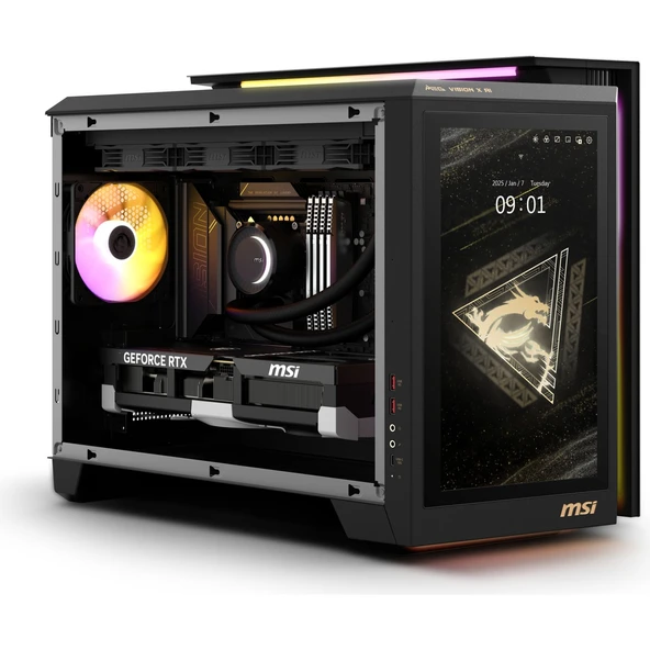 MSI MEG Vision X AI 2NVV7-004EU Intel Core Ultra 7 265K 32 GB DDR5-SDRAM 2 TB SSD NVIDIA GeForce RTX 5080 Windows 11 Home Masaüstü PC Siyah ürün görseli 1