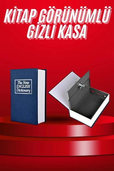 Kitap Görünümlü Gizli Kasa Büyük Boy Anahtarlı Kilitli Para Kasası ürün görseli 1