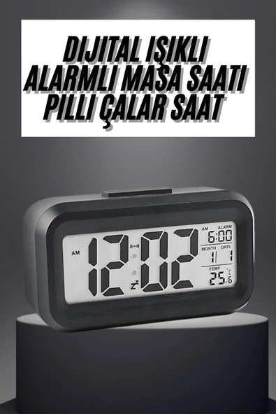 Gece Dijital Masa Saati Dijital Alarmlı Led Ekran Pilli Çalar Saat ürün görseli 1