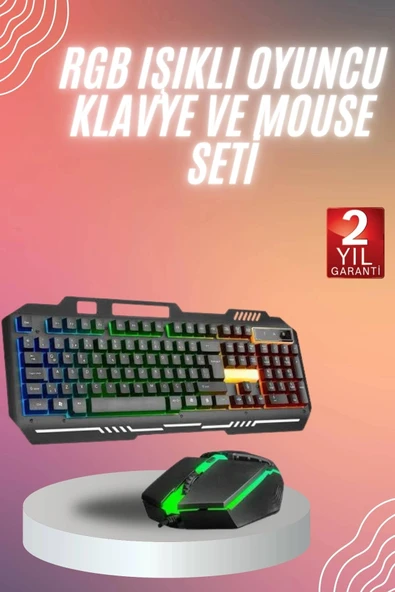 Rgb Işıklı Gaming Oyuncu Klavye Q Klavye Mouse Hediyeli ürün görseli 1