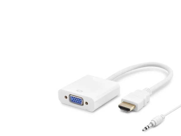 Hdmi To Vga Dişi Ses Çıkışlı Görüntü Dönüştürücü 1080P - Beyaz HDX2019B ürün görseli 1