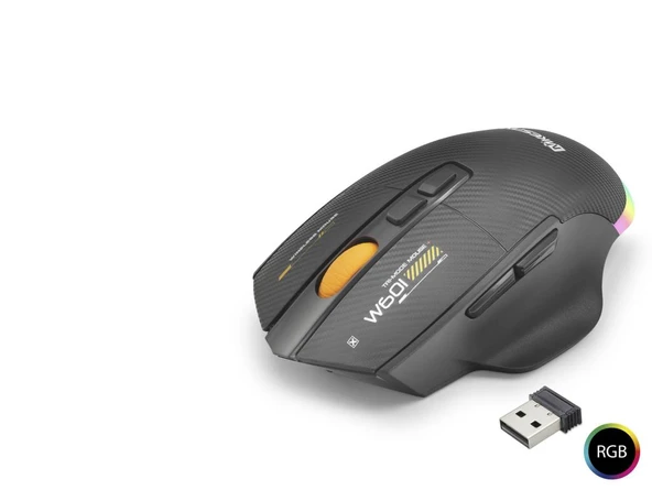 Tri Mode Mouse 12800 Dpi 7 Tuş Makro 1000Hz Rgb - Siyah W601B ürün görseli 1