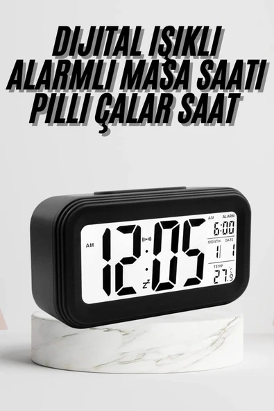 Dijital Masa Saati Termometre Takvim Led Ekran Pilli Ev Ofis Masası ürün görseli 1