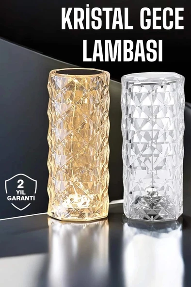 Gece Lambası Kristal Lamba Dokunmatik Şarjlı Hediyelik ürün görseli 1