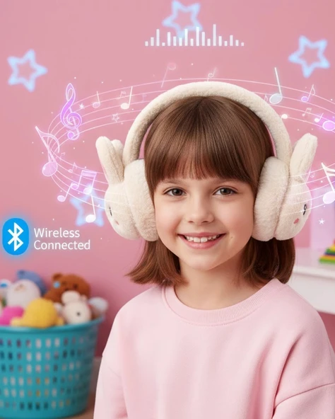 Kablosuz Peluş Bluetooth Kulaklık Mikrofonlu Şarjlı Müzik Çalar ürün görseli 1