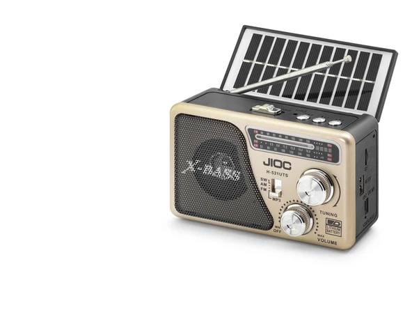 Nostaljik Fm Radyo Usb Tf Solar Şarjlı El Fenerli Kamp Hoparlörü H531UTS ürün görseli 1