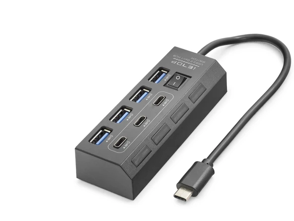 Type-C 3.2 Gen1 Anahtarlı Hub 7 Port 5 Gbps Siyah HDX7057 ürün görseli 1