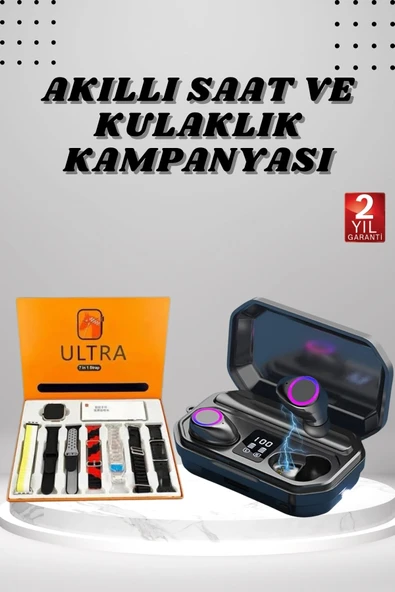 Yeni Nesil Akıllı Saat Ve Bluetooth Kulaklık Kampanyası Dijital Göstergeli Powerbankli ürün görseli 1