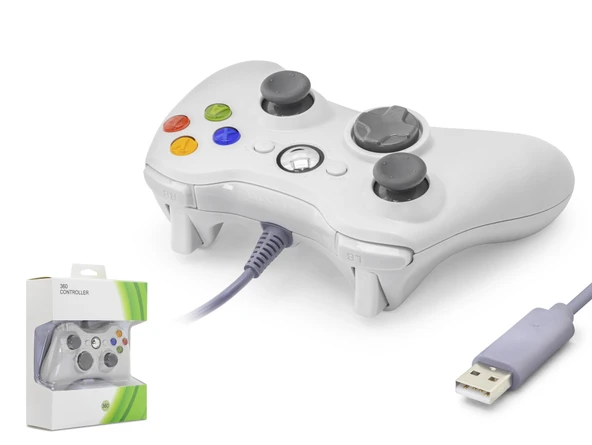 Gamepad Pc Xbox 360 Uyumlu Kablolu - Beyaz ND506W ürün görseli 1