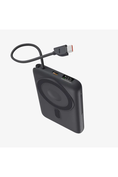 Linktech WP25 MagPro 15W 10000 Mah Wireless Akıllı Saat Destekli Powerbank Gri ürün görseli 1