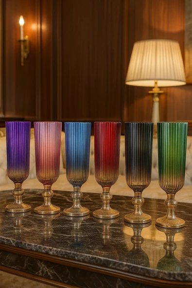 PLT Design Çift Renk Kristal Ayaklı Kahve Yanı Su Ve Meşrubat Bardağı Sunum Bardağı ürün görseli 1