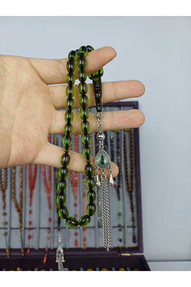 SEVER DOĞAL TAŞ Muhammed Azazi Usta İşçilik Çubuk Sıkma Kehribar Tesbih ürün görseli 1