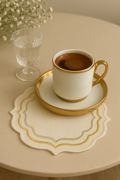 PLT Design Gold Silver Ipek Detay Görünümlü 6'lı Zarif Kokteyl Peçetesi Kahve Yanı Peçete Sunum Peçetesi ürün görseli 1